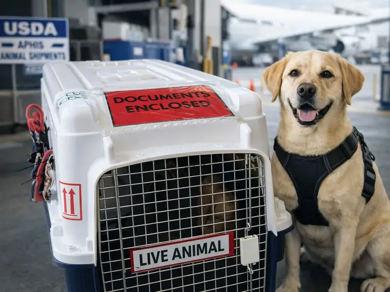Pet travel documentation and health certificates for international pet shipping